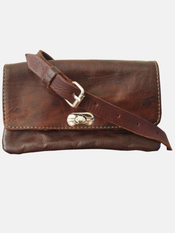 Soft Shoulder Bag in Dark Brown with Strap