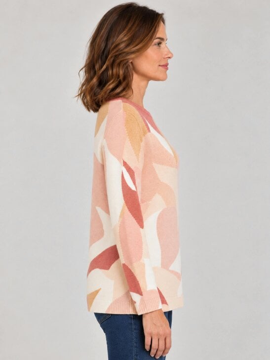 TIGI Crew Neck Abstract Print Jumper