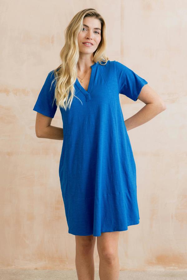 Terrace Organic Cotton Jersey Swing Dress Cobalt