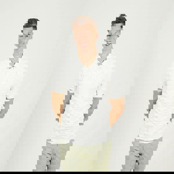 Brave Soul Off White Jacquard Polo Shirt - Off White Image 1