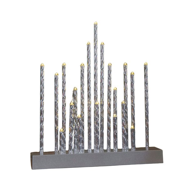 Samuel Alexander 27cm Battery Powered Light up Christmas Candlebridge in Silver with 20 LEDs