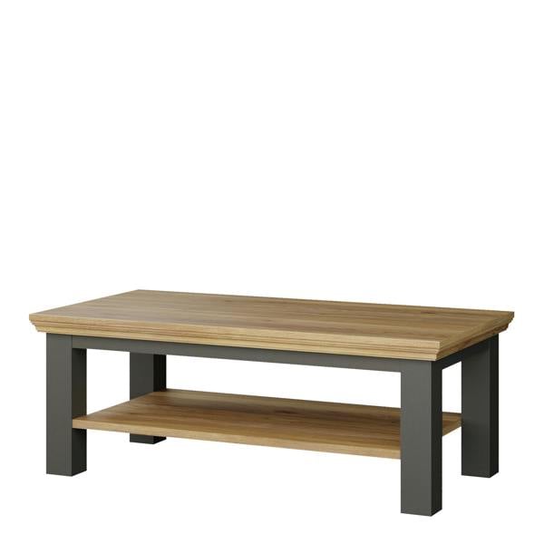 Furniture To Go Pontypool Large Rectangular Coffee Table with Shelf in Grey and Mauvella Oak