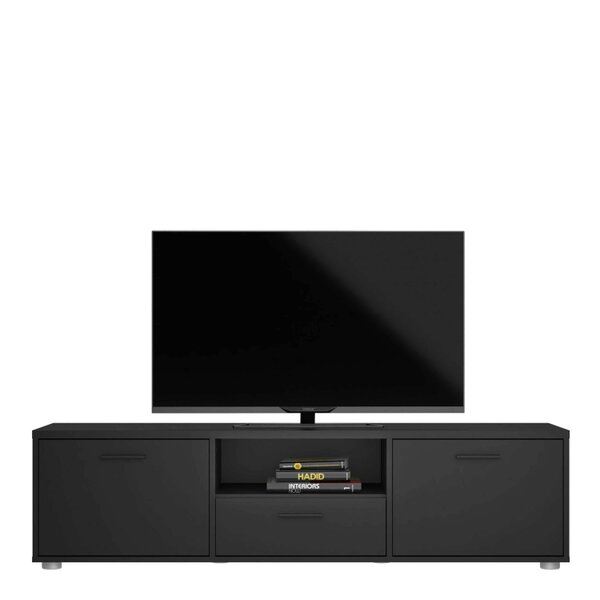 Wyld Haus Nagoya Black Low Compact Media TV Unit 2 Doors 1 Drawer 1 Shelf