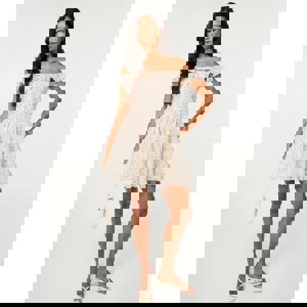 Pink Vanilla Ditsy Off The Shoulder Mini Dress