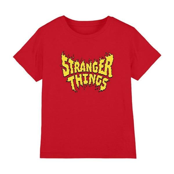 Stranger Things Childrens/Kids Flame Logo T-Shirt - Red
