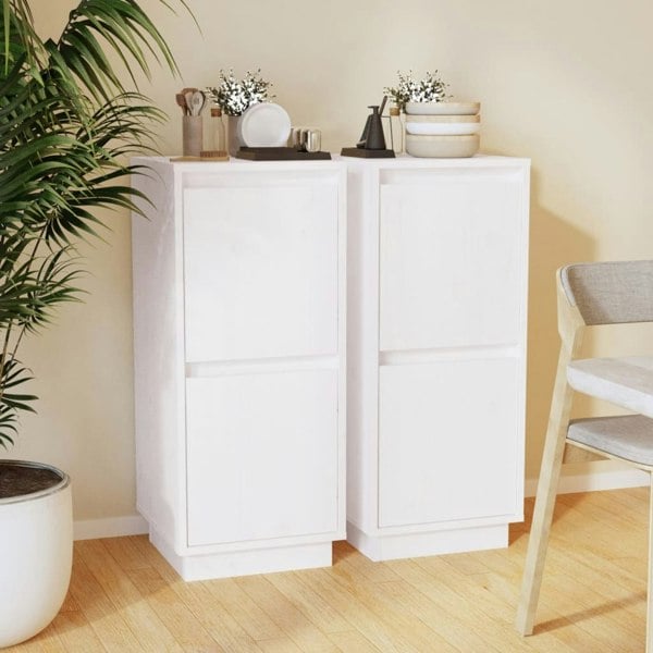 Berkfield Sideboards 2 pcs White 31.5x34x75 cm Solid Wood Pine