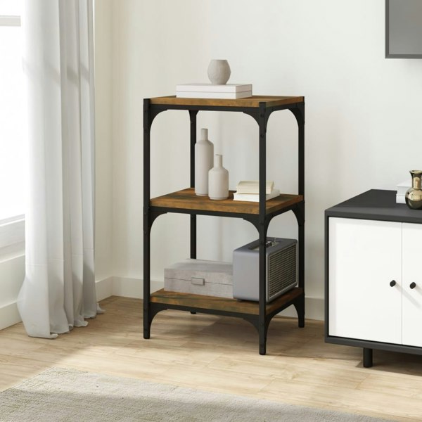 Berkfield Book Cabinet Smoked Oak 40x33x70.5 cm Engineered Wood and Steel