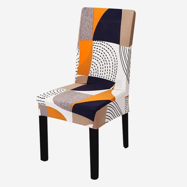 Anyseat Orange Pattern and Lines Elastic Chair Cover for Dining Room