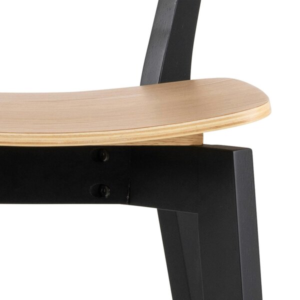 Wyld Haus Krakow Bar Dining Set Natural Oak Effect and Black Rectangular Bar Table + 4 Bar Stools