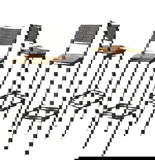 Modcraft Set of 2 Industrial Bar Stools Rustic Brown & Black Breakfast Kitchen Counter Chairs