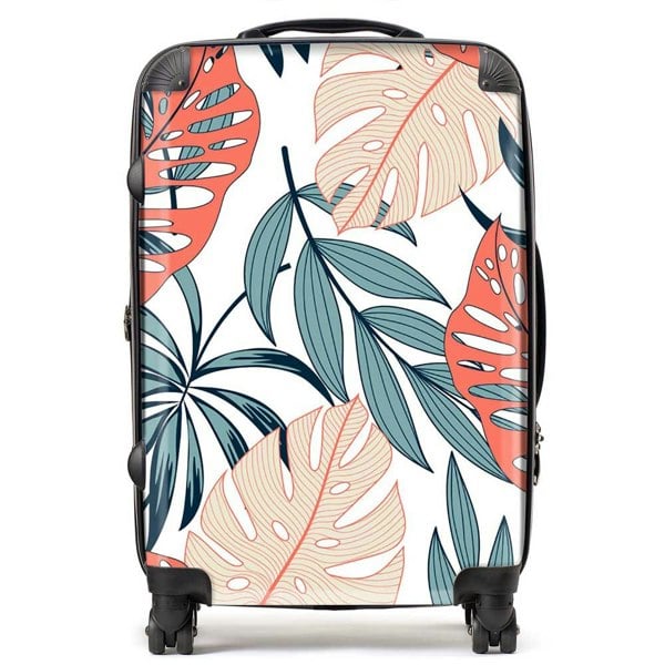 Warren Reed Tropical Leaf Pattern Suitcase