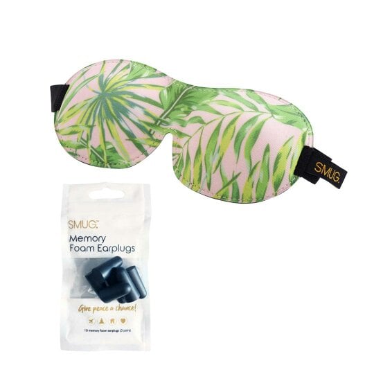SMUG Contoured 3D Blackout Sleep Mask - Palm Print - Sleep Mask & Black Earplugs