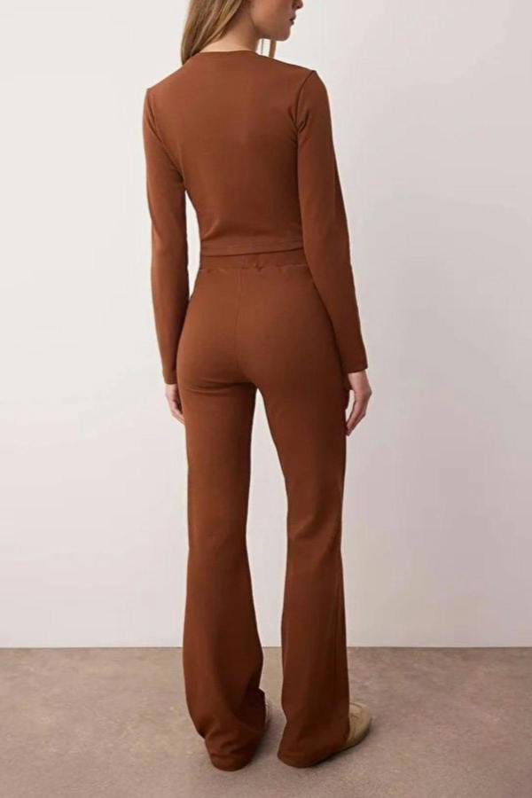 WOVCOR 2-Piece Slim Fit Knit Top & Pants Set