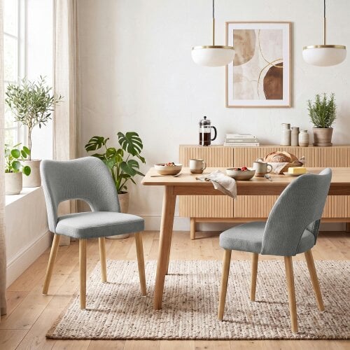 HOMCOM Dining Chairs Set of 2 Curved Open Back - Grey