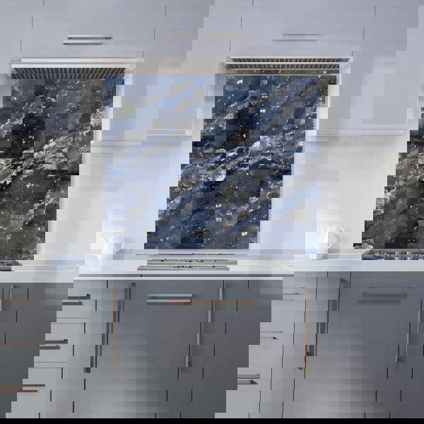 Warren Reed - Designer Deep Ocean Blue Quartz Effect Kitchen Splashback