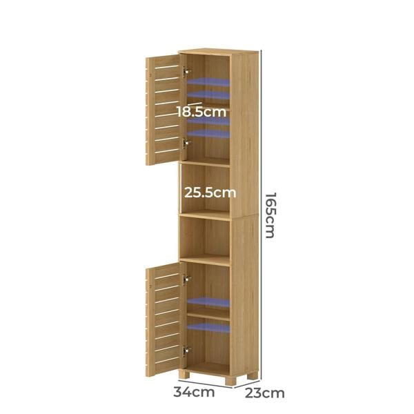 Levede Bathroom Storage Cabinet Hallway Tall Cupboard Adjustable Shelves Oak