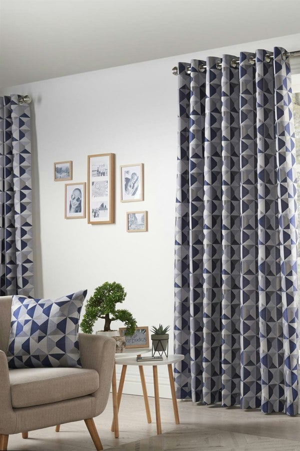 Alan Symonds Skandi Geometric Jacquard Fully Lined Eyelet Curtains