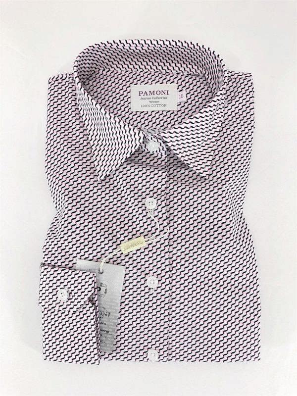 Black/Pink Chevron Embroidery Shirt - Pamoni