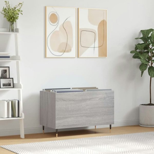 Berkfield Record Cabinet Grey Sonoma 74.5x38x48 cm Engineered Wood