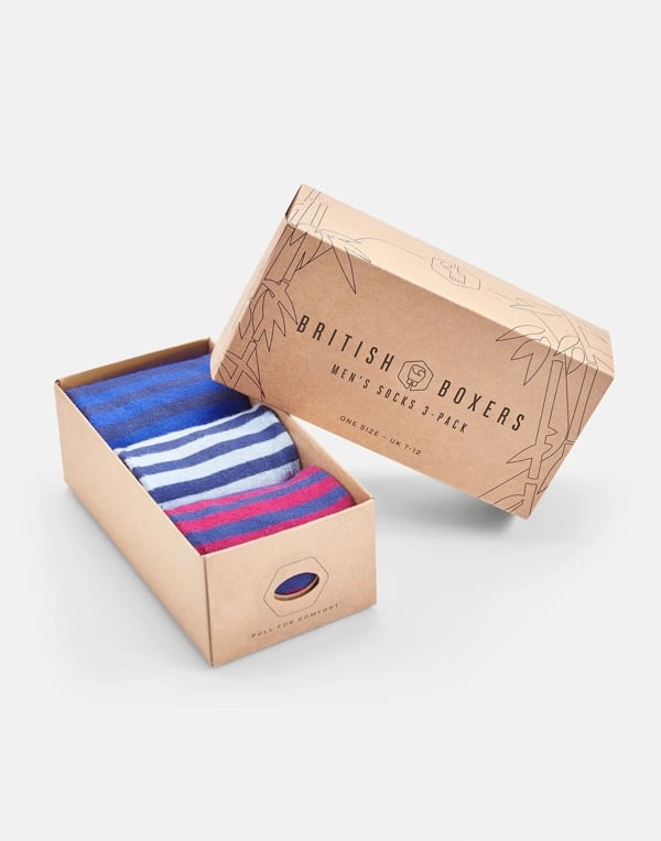 British Boxers Men's Three-Pair Bamboo Sock Gift Box – Industrial