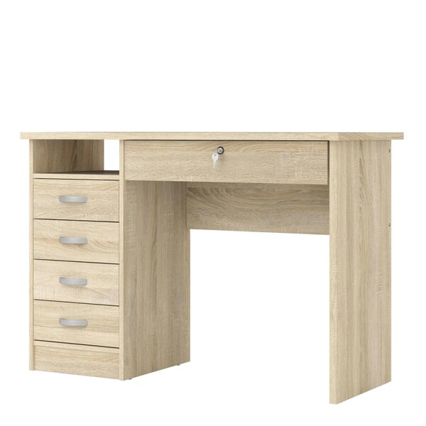 Wyld Haus Billabong Natural Oak Wood Office Desk 5 Drawers