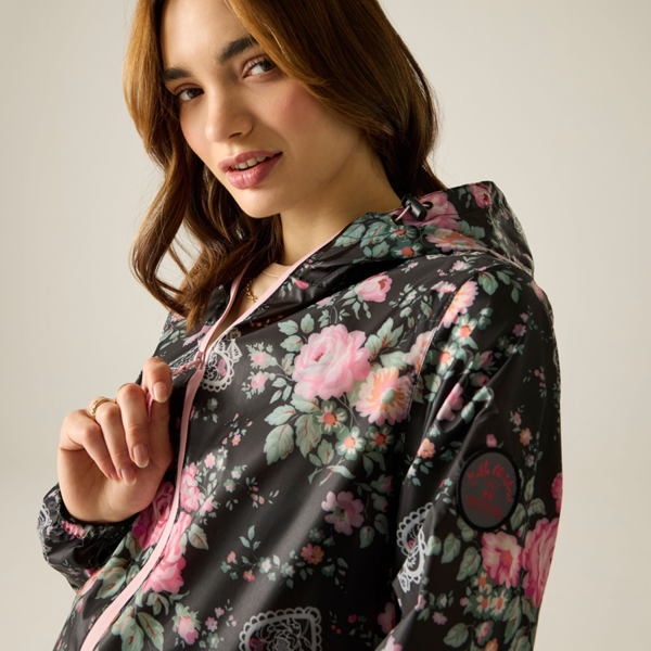 Regatta Womens Cath Kidston Hackney Rose Waterproof Shell Jacket - Black
