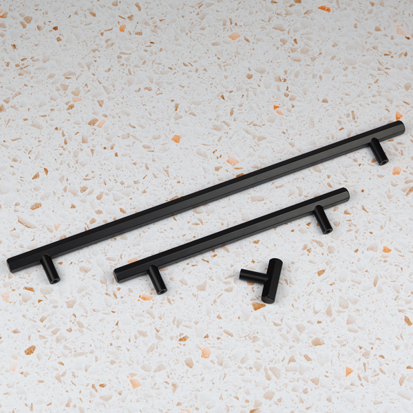 Handle & Home Matt Black Hexagon T-Bar Handles and Coordinatig Knob