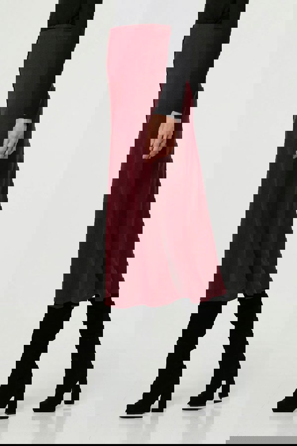 Red | Buttoned High Waist A-Line Midi Skirt
