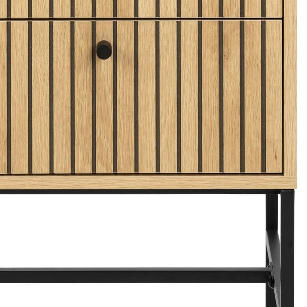 Furniture To Go Albany 2 Drawer Bedside Table in Oak/Black Legs