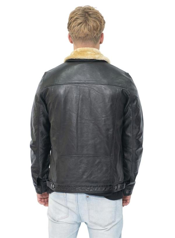 Infinity Leather Mens Removable Collar Leather Trucker Jacket-Zagreb