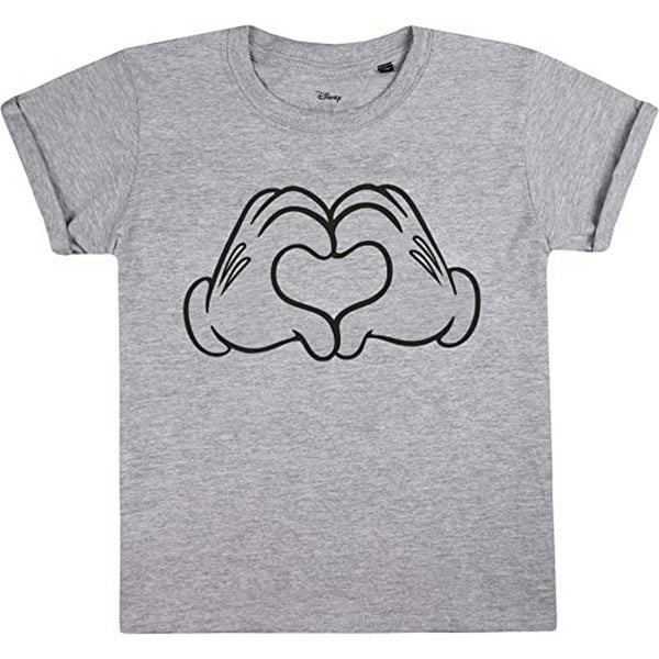 Disney Girls Love Hands Mickey Mouse T-Shirt - Grey Marl