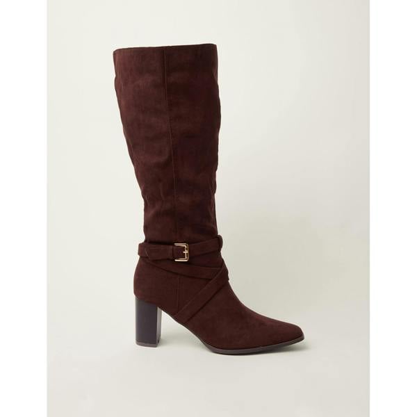 Blue Vanilla Buckle Detail Suedette Knee High Boot