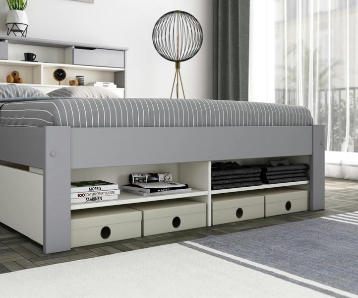 Bedmaster Fabio Grey Wooden Storage Bed
