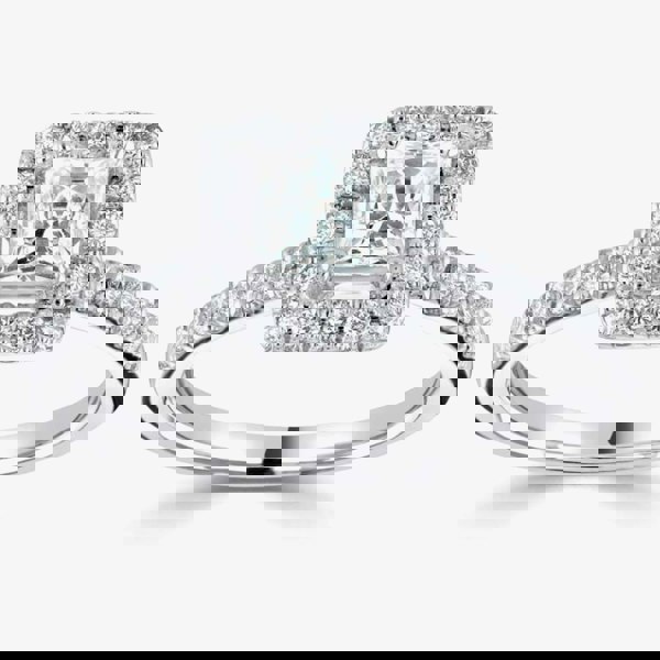 1888 Collection Platinum Princess Cut 0.77ct Diamond Halo Cluster Ring RC2022