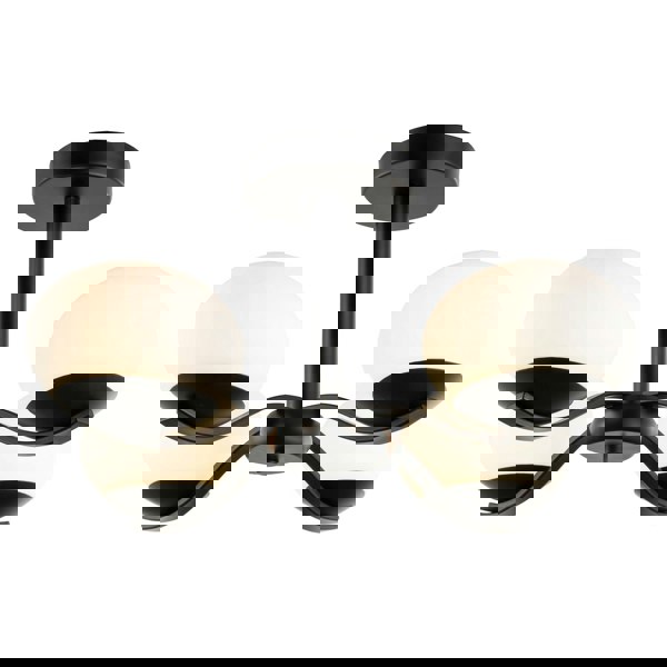 Modern Matte Black Ceiling Light with Four Opal Oval Glass Shades Image 3