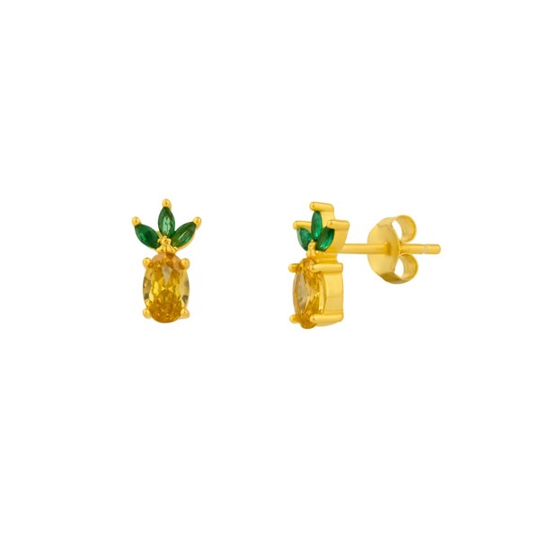 Spero London Pineapple Sterling Silver Stud Earring