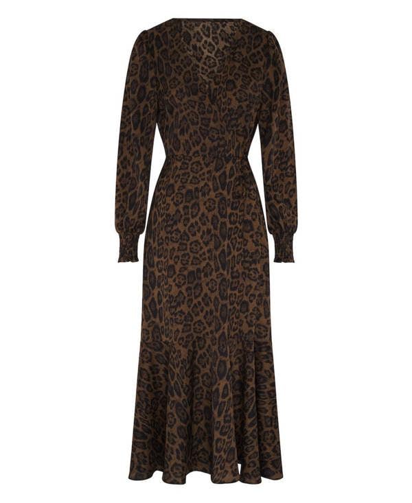 Needs No Label Animal Wrap Long Sleeve Midaxi Dress