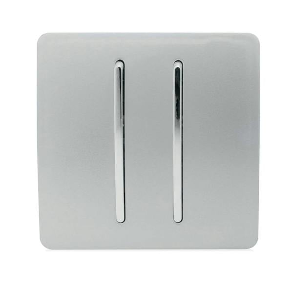 Trendi Switch 2 Gang 1 or 2 way Rocker Light Switch in Platinum Silver