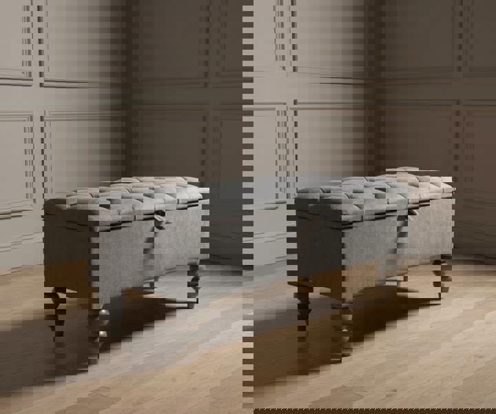 ISTOOLS Dark Grey Storage Ottoman Bench | Coffee Table, Seating & Hidden Storage