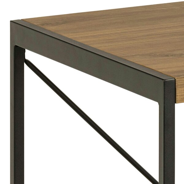 Wyld Haus Barbados Natural Oak Wood Office Desk Black Metal Base