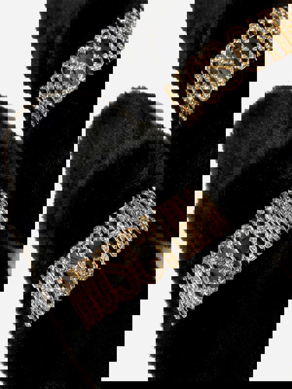 Moschino Kids Moschino Girls Faux Fur Logo Slippers in Black