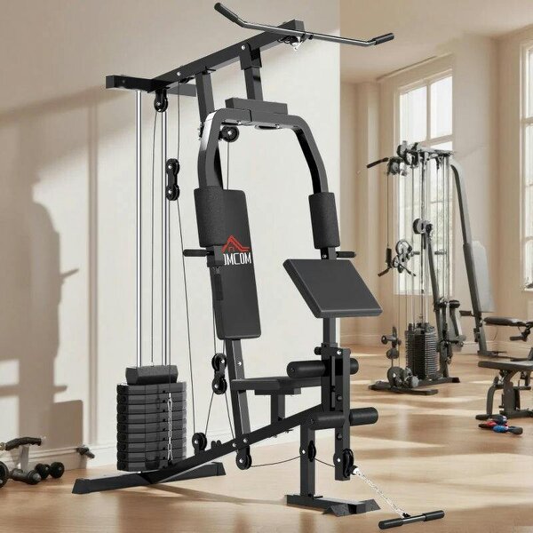 Multi Gym Equipment, 45KG Weight Stack, Chest Press, Butterfly Press & Leg Developer for Strength Training