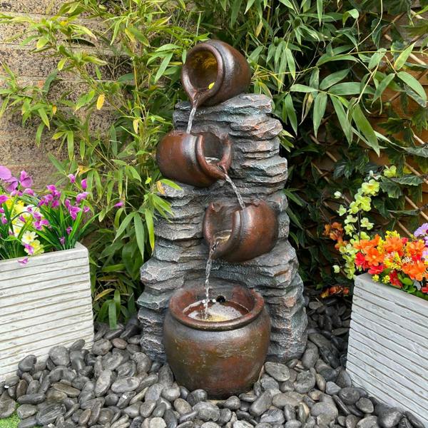 Tranquillity Water Features Mini 4 Pots on Stone Traditional Water Feature