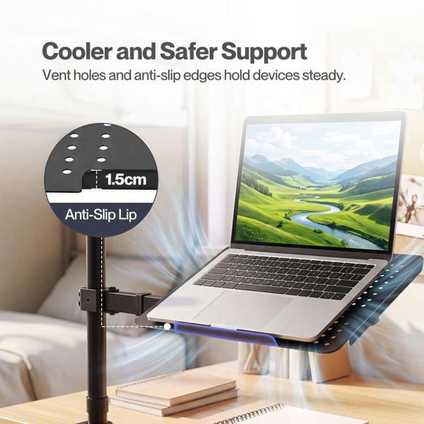Levede Laptop Desk For&nbsp; Adjustable Riser With Rotatable Monitor Mount Black