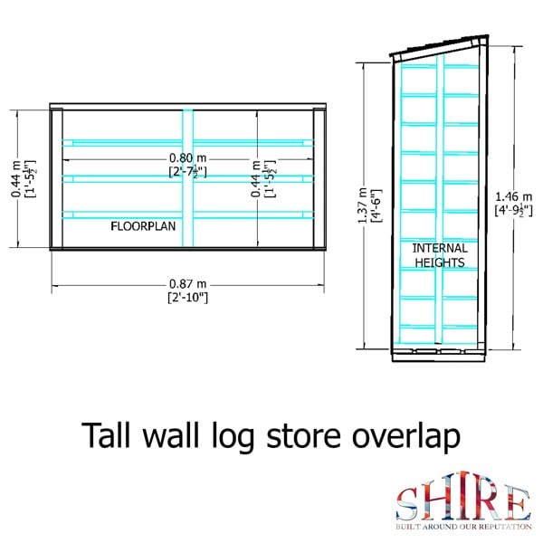Shire Tall Wall Log Store Sawn Pressure Treated 880Wx440D - Best Shed