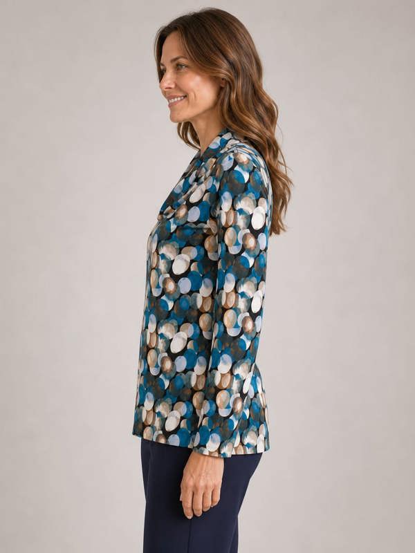 TIGI Blur Dot Print Cowl Neck Top