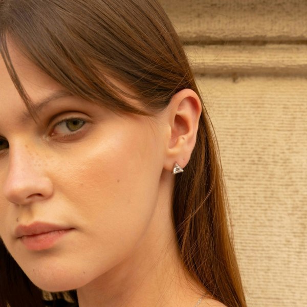 Spero London Triangle Sterling Silver Stud Earring