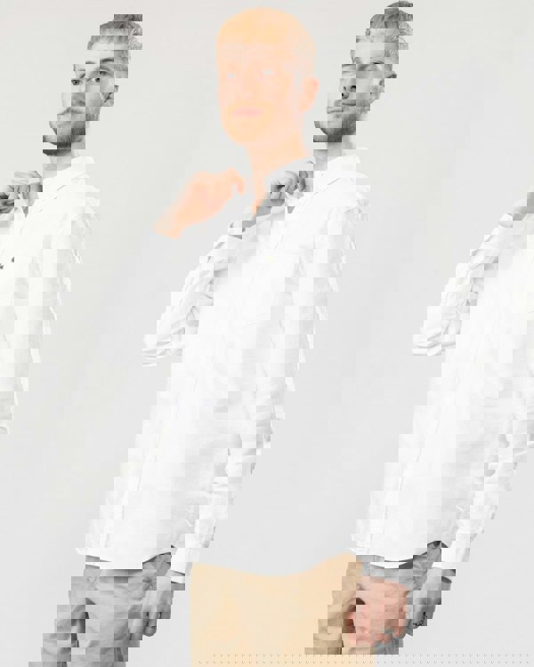 Lacoste Mens Casual Long Sleeve Woven Shirt - White 001 - CHO - Designer Mens Long Sleeve Shirts