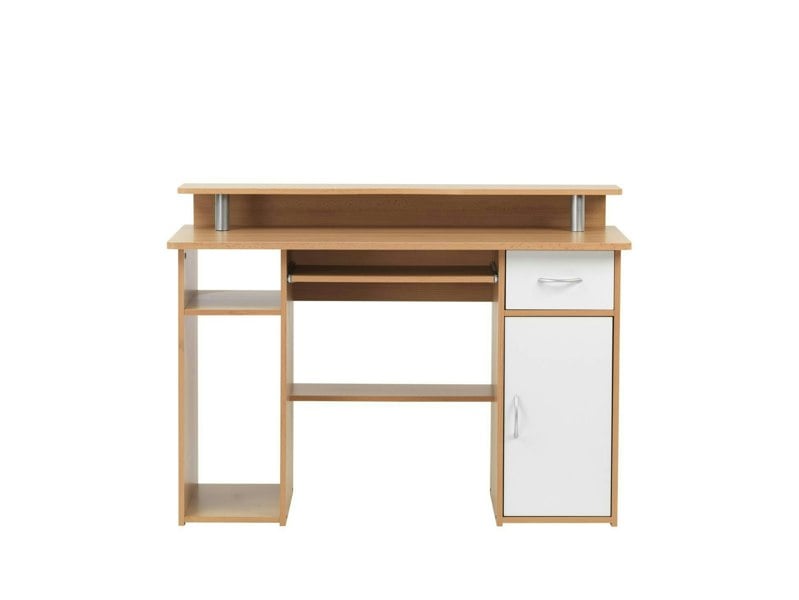 Dorel Home Albany Desk with 1 Drawer & 1 Door in White/Naturel