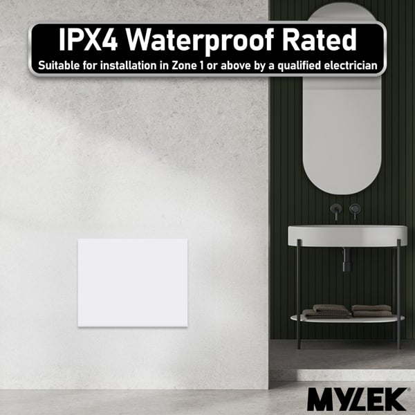 MYLEK Panel Space Heater White 1KW Eco, Smart and WiFi App Slimline Low Energy - Wall Mounted, Bathroom IPX4